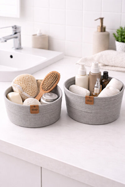 KRAFTELLA سلة باراكورد رمادية / سلة مزخرفة / منزل - مطبخ - حمام - ديكور - سلة...