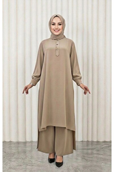 Genel Markalar Selen Salaş Takım Vizon Aerobin Kumaş Düğme Detaylı Bol Kesim ...