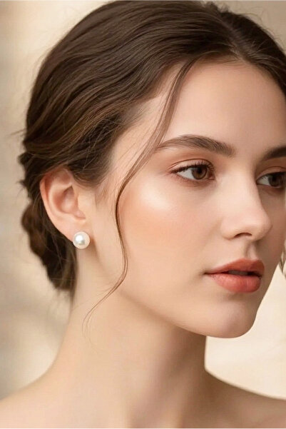 Happyline İnci Top Küpe nikah düğün kına krem 10mm