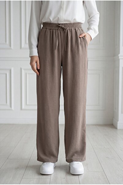 MİHRA STORE Tılsım Wide Leg Trousers-Mt8214 Mink