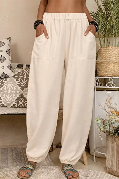 Kanonik Education Pantaloni de damă cu talie înaltă și detalii buzunare