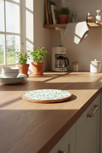 Bambum Kangura - Round Tray Leaf Small Made of Mango Wood