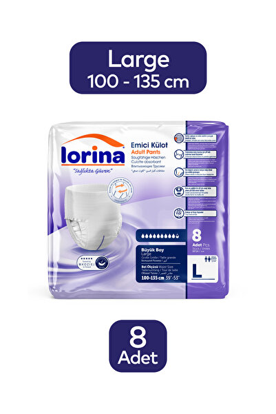 LORİNA Lorina Large Emici Külot Hasta bezi 1 Paket 8'li KPL