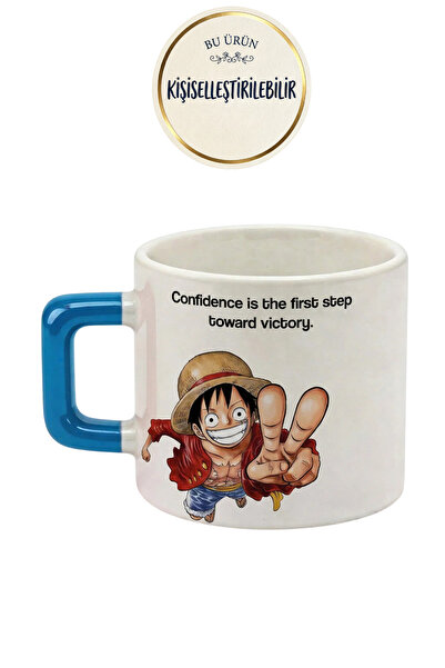 DeseneBak One Piece Luffy Baskılı Seramik Hediye Kupa Bardak Kişiye Özel Kişi...
