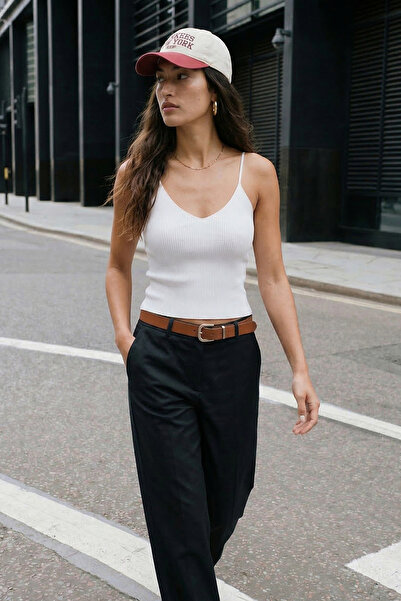 CHUBA Γυναικείο πλεκτό πουλόβερ με κορδόνια και λουράκια, λευκό 23S1017