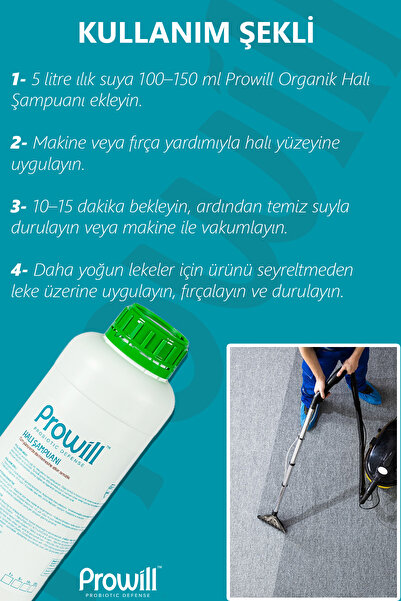 PROWİLL Halı Temizleme Şampuanı 1 L | Organik Halı Şampuanı