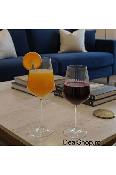 dealshopromania Set de 6 pahare de vin Allegra Focus 350 ml Design cu dungi, ...