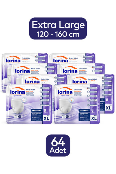 LORİNA Lorina XLarge Emici Külot Hasta bezi 8 Paket 64'lü KPXL