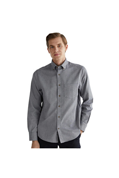 Gant Men's Gray Regular Fit Buttoned Collar Shirt