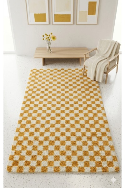 EUROBANO Dama Desenli Chess Kareli Kemik-hardal Salon Oturma Odası Yatak Odas...