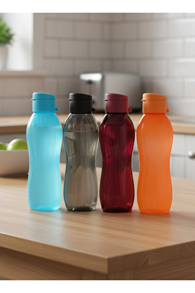 Jet's Home Su Şişesi Okul Suluk Kapaklı Matara 750 Ml*4 Siyah Mor Mavi Turuncu