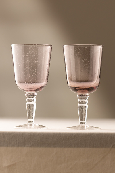 Rakle Rita El Yapımı Kendinden Renkli 2'li Kadeh Seti Mor 330 cc