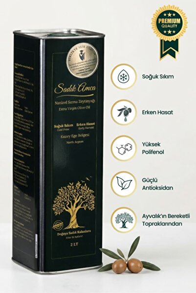 Sadık Amca Erken Hasat Soğuk Sıkım Natürel Sızma Zeytinyağı 2 Lt. Özel Tasarı...