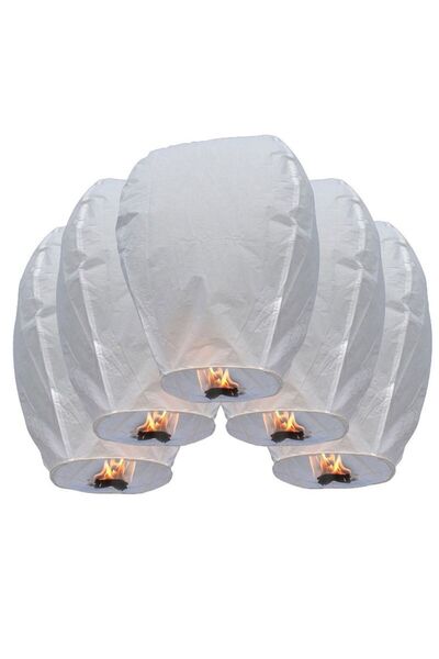 partidolu Gökyüzüne Bırakılan Dilek Feneri Beyaz Renk 1 Adet