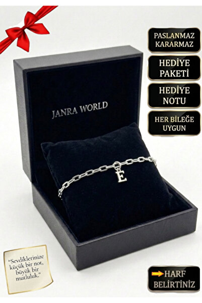 JANRA WORLD Lettering Stainless Steel Bracelet, Tarnish Resistant, Silver Col...