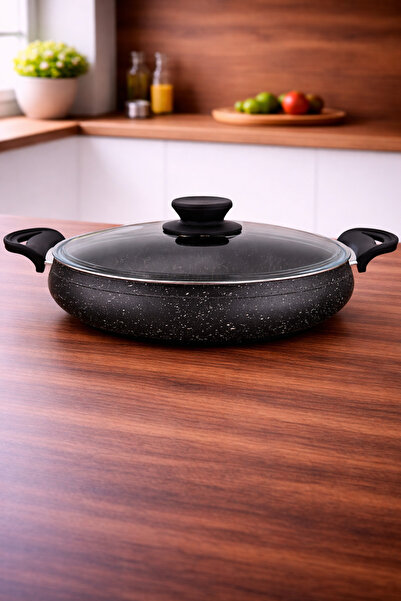 LAVONNI قدر جرانيت برو 30 سم من الجرانيت المسطح غير لاصق بمقبض من البكاليت ال...