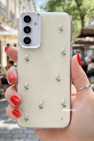 Ceponya جراب لهاتف Galaxy A15 بتصميم وسادة هوائية وغطاء عمود شفاف فضي