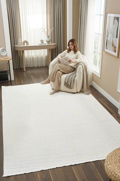 CASERA HOME Gloria Krem Koridor Halısı Kesme Yolluk Mutfak Halısı Modern Salo...