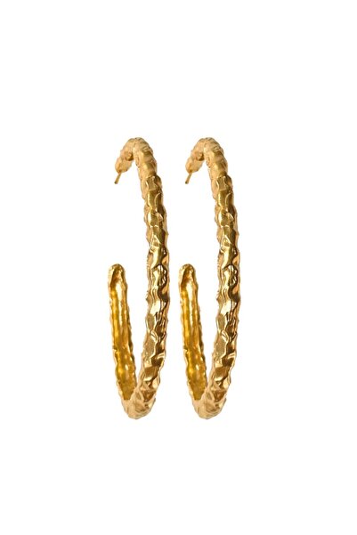 LİNYA JEWELLERY Misy Amorf Oval Büyük Gold Halka Küpe