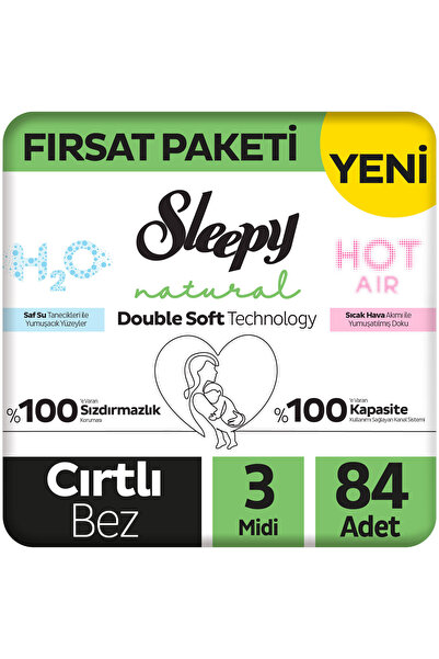 Sleepy Natural Double Soft Fırsat Paketi Bebek Bezi 3 Numara Midi 84 Adet