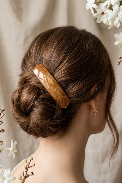 PETEK AKSESUAR Μεγάλη φουρκέτα με κόκκαλο με αυτόματο κλιπ