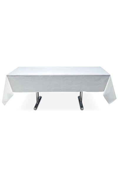 partidolu White Color Plastic Party Tablecloth 180 cm
