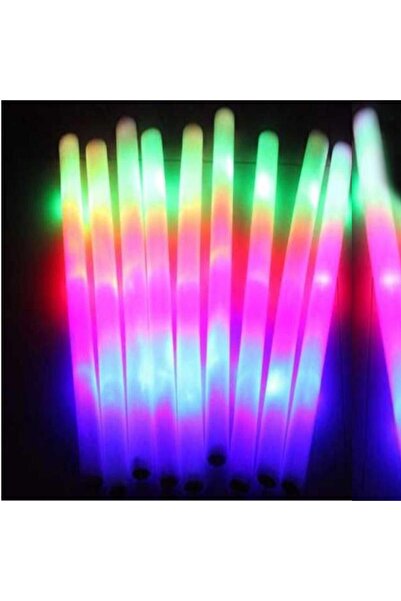partidolu Işıklı Sünger Çubuk Işıklı Kauçuk Parti Sopası Sabit Yanar 48 cm 10...