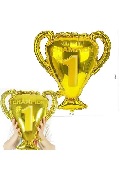 partidolu بالون ريترو ديسكو ذهبي اللون على شكل كأس البطولة 61x56 سم 1 قطعة