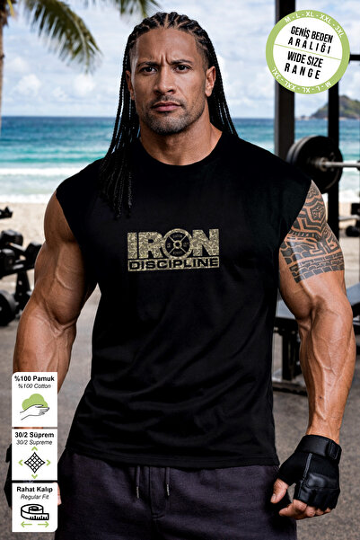 BESSA Black Iron Printed Crew Neck Sports Athlete's Undershirt Premium Thick ...