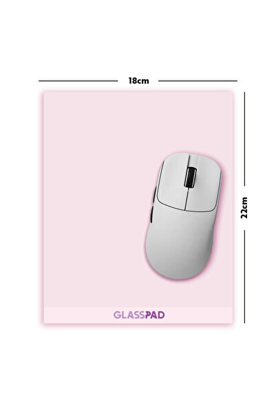 GlassPad Cam Mouse Pad - Toz Pembe - Premium Temperli Cam - 18x22 Cm [S]