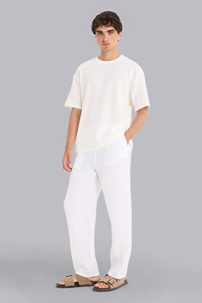 DeFacto 100% Linen Relax Fit Three-Pocket Wide Leg Pants F4601Ax25Hs