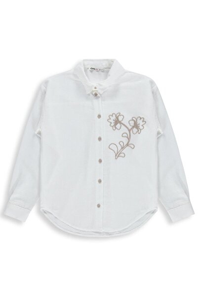 Civil Girls Floral Embroidered Shirt for 10-13 Years Old - White