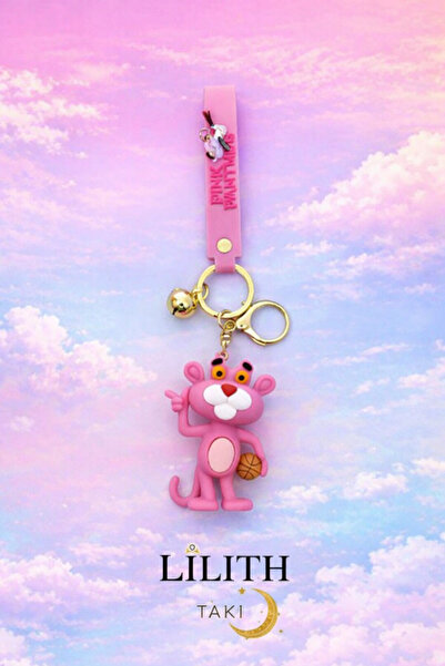 LDY Pink Panther 3D Silicone Keychain - Cute Model with Basketball Player Figure