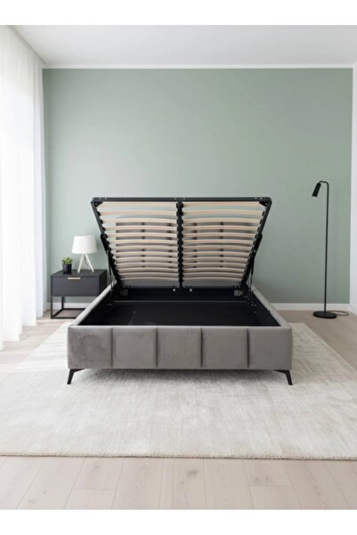 MarketMob Pat Rubik 180x200 Catifea cu depozitare Gri