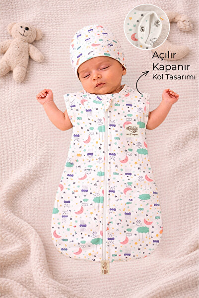 Tomuycuk 100% Cotton Patterned Baby Sleeping Bag 0-6 Months Zippered Snap Sle...