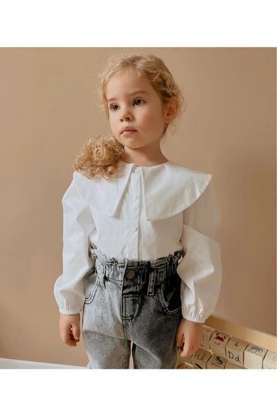 BAV Butik Ayvitrin Kız Çocuk Şal Yaka Tasarım Gömlek