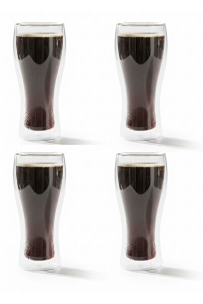 Jet's Home Set of 4 Soft Drink Glasses Double Walled Beer Glasses 420 ml
