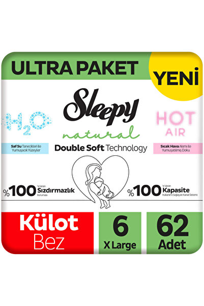Sleepy Natural Double Soft Ultra Paket Külot Bez 6 Numara Xlarge 62 Adet