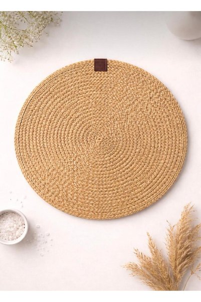 MaCGlorians Straw Color Jute Placemat American Service Runner Coffee Color (6-Piece) Placemat Set Knitted Under-Plate Mat