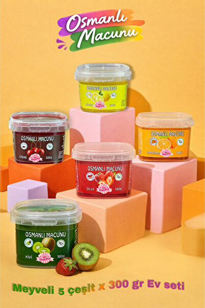 ŞEKERCE Osmanlı Macunu Meyveli 5 Çeşit X 300 Gr. Ev Seti 50 Adet Macun Çubuğu...