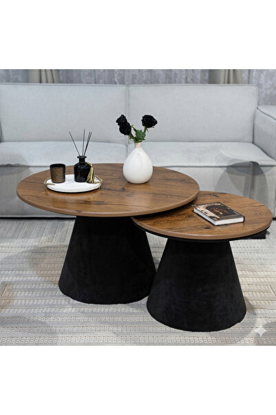 terndat طقم طاولتين متداخله خشب لون بني