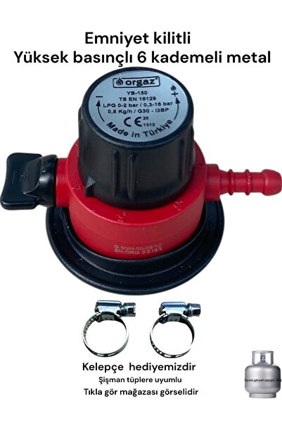 Orgaz Yüksek basınçlı ayarlı 6 kademeli sanayi tipi 12kg şişman tüp dedantörü...