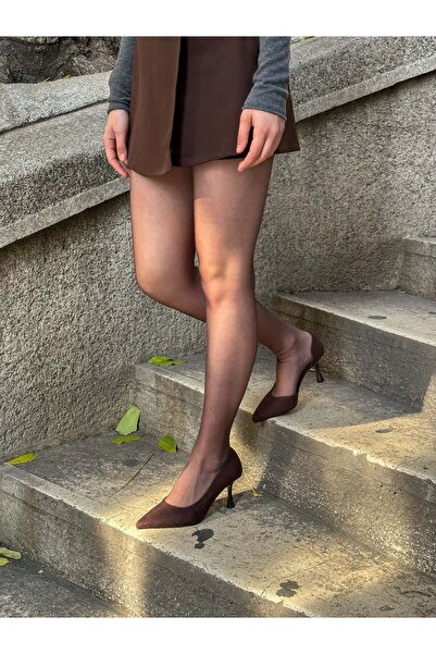 ERVANIN BUTİĞİ Kahve Süet (Vary) Topuklu Kadın Stiletto