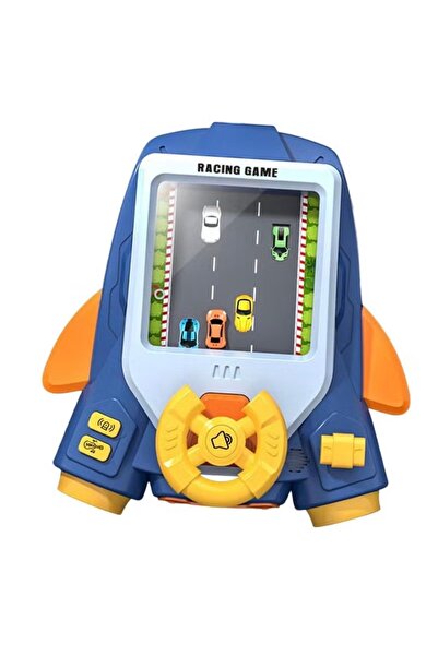 ALBADER Kids Car Racing Screen Game Steering Wheel Simulator with Rocket Desi...