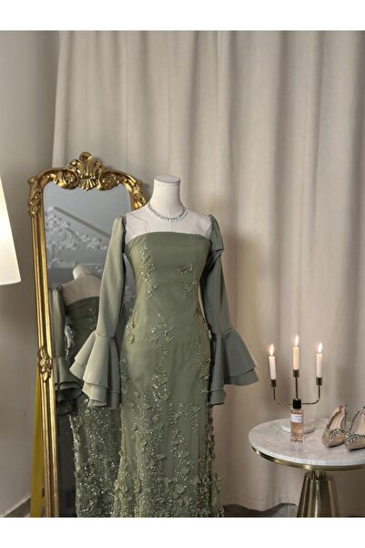 vanus fashion 5498 -فستان أخضر بلمسة ملكية فاخرة