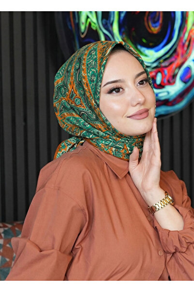 AFVENTE Etnik Yıldız Desen Zümrüt Pamuk Eşarp