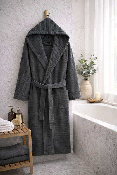 Rebeka Home Collection Halat de baie cu glugă Nature Antracit