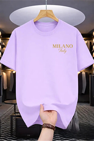 HOFFNUNG Unisex Short Sleeve Round Neck Milano Italy Printed Solid Color Tshirt