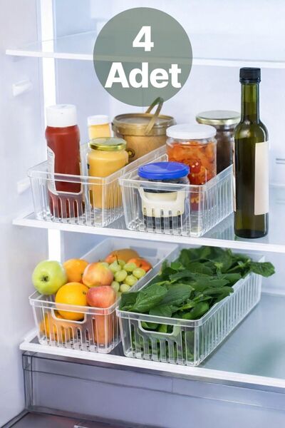 Bayev مجموعة كليو الشفافة المكونة من 4 قطع لتنظيم الثلاجة - منظم أدوات المائد...