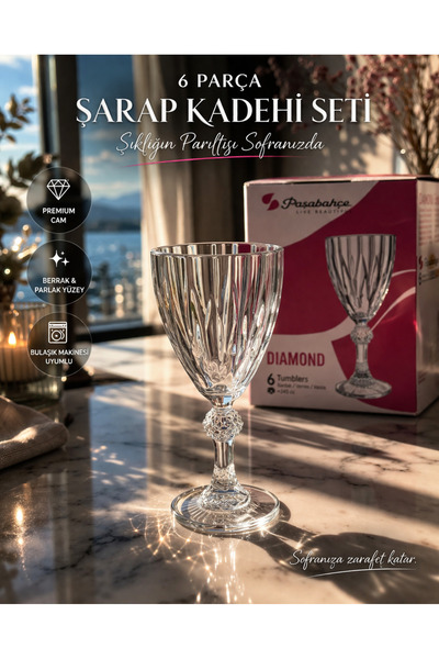 Paşabahçe 44767 Dıamond Ayaklı Bardak 6'lı